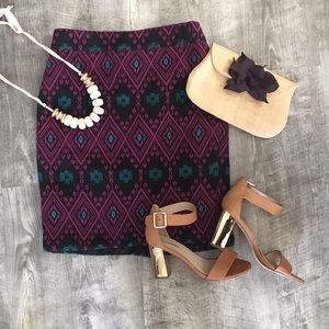 Ann Taylor Embroidered Pencil Native Tribal Skirt